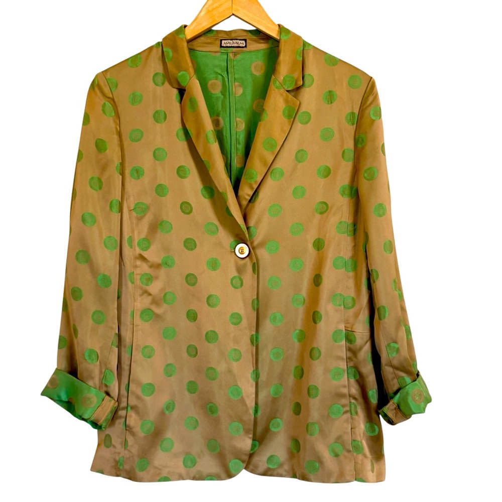 Maliparmi Tan Blazer with Green Polka Dots